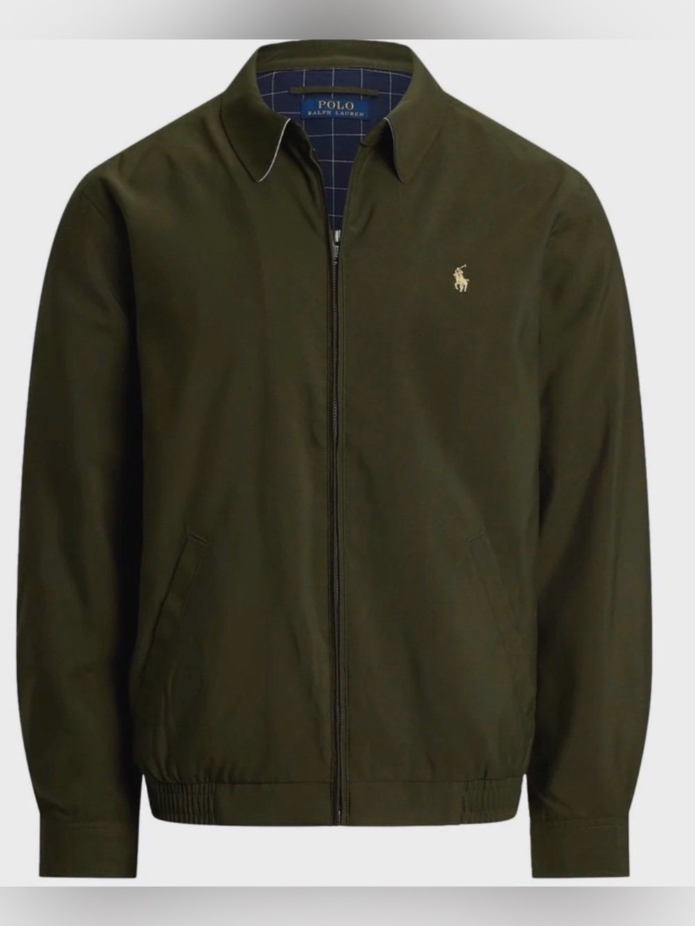 Polo Ralph Lauren COMPANY OLIVE Twill Bi Swing Full Zip Windbreaker Style Jacket